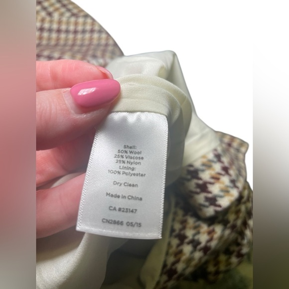 Talbots Wool Blend Houndstooth Mini Skirt Size 14 Brown Black Classic Fall - Picture 5 of 6